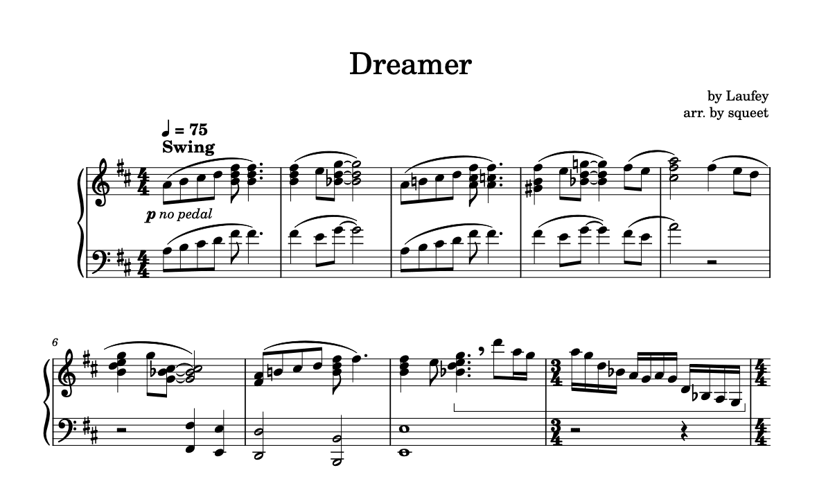 Piano sheet music Dreamer by Laufey - Difficulty intermediate