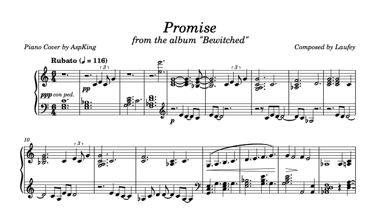 Piano sheet music Promise by Laufey - Difficulty intermediate