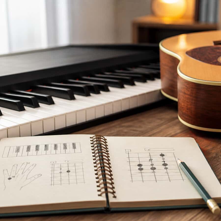 Cách Bấm Hợp Âm Bb7 (Si Giáng 7) Chuẩn: Piano & Guitar